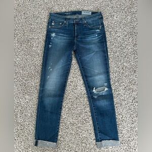 AG Adriano Goldschmied The Prima Roll-Up Distressed Jeans Size 27R